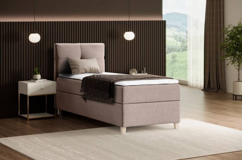 Beautysofa Boxspringbett Modern Boxspringbett mit Topper HELEN MINI Schlafzimmer, mit Matratze von Beautysofa