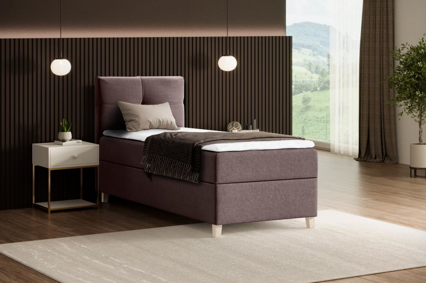 Beautysofa Boxspringbett Modern Boxspringbett mit Topper HELEN MINI Schlafzimmer, mit Matratze Beautysofa Boxspringbett Modern Boxspringbett mit Topper HELEN MINI Schlafzimmer, mit Matratze von Beautysofa