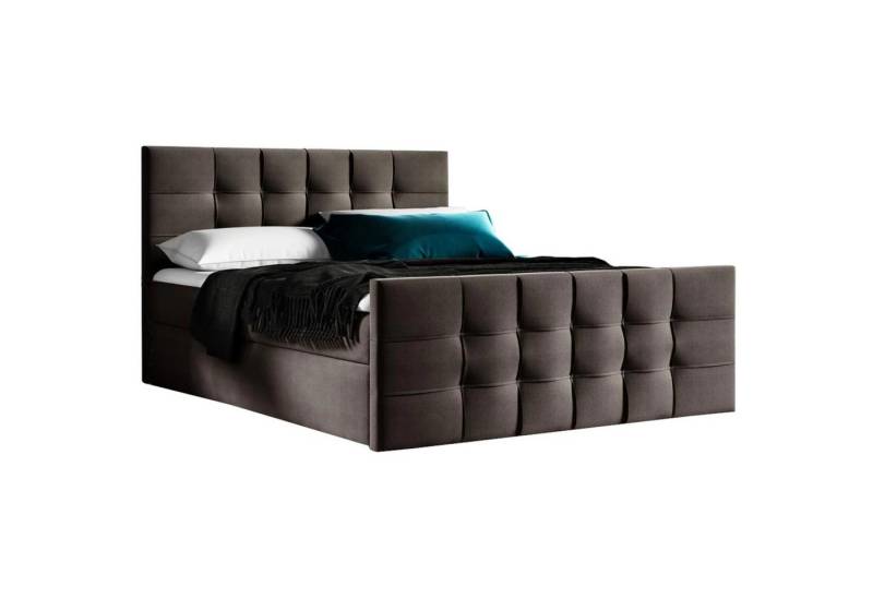 Beautysofa Boxspringbett TOPIQ LUX (inklusive Topper, Federkern), gepolsterte Bett mit Bettkasten für Schlafzimmer von Beautysofa