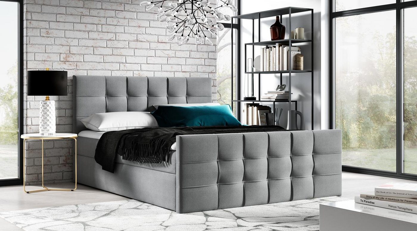 Beautysofa Boxspringbett TOPIQ LUX (inklusive Topper, Federkern), gepolsterte Bett mit Bettkasten für Schlafzimmer von Beautysofa