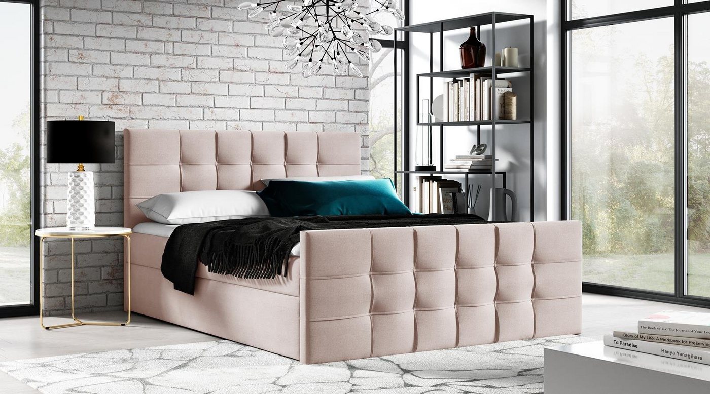 Beautysofa Boxspringbett TOPIQ LUX (inklusive Topper, Federkern), gepolsterte Bett mit Bettkasten für Schlafzimmer von Beautysofa