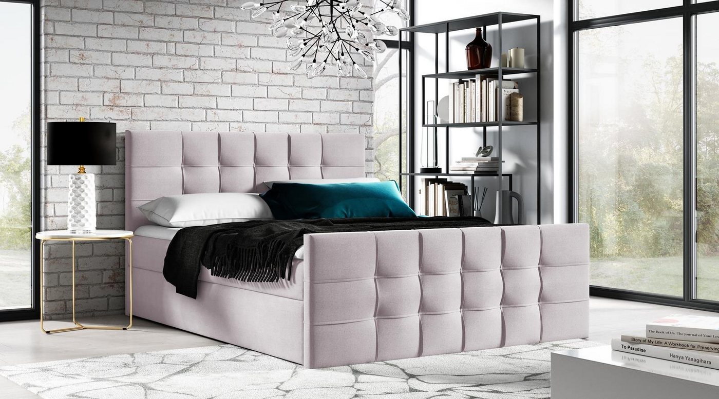 Beautysofa Boxspringbett TOPIQ LUX (inklusive Topper, Federkern), gepolsterte Bett mit Bettkasten für Schlafzimmer von Beautysofa