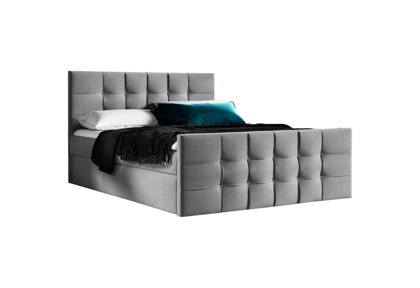 Beautysofa Boxspringbett TOPIQ LUX (inklusive Topper, Federkern), gepolsterte Bett mit Bettkasten für Schlafzimmer von Beautysofa