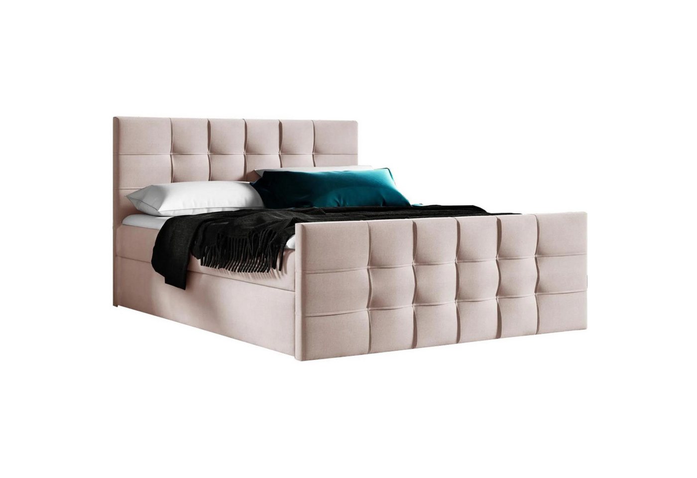 Beautysofa Boxspringbett TOPIQ LUX (inklusive Topper, Federkern), gepolsterte Bett mit Bettkasten für Schlafzimmer von Beautysofa