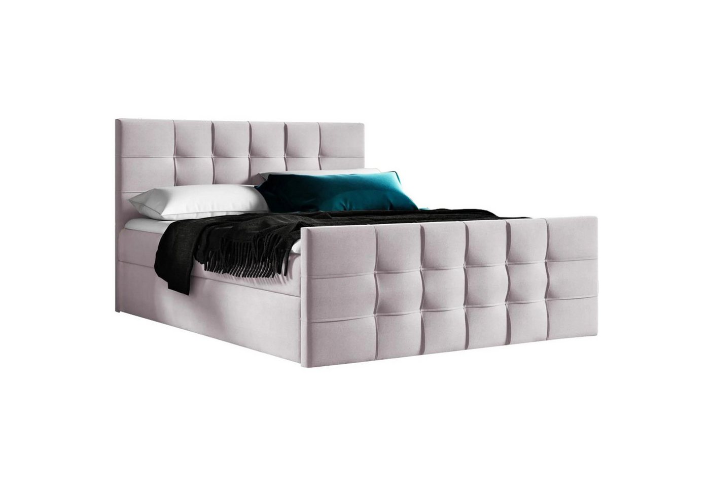 Beautysofa Boxspringbett TOPIQ LUX (inklusive Topper, Federkern), gepolsterte Bett mit Bettkasten für Schlafzimmer von Beautysofa