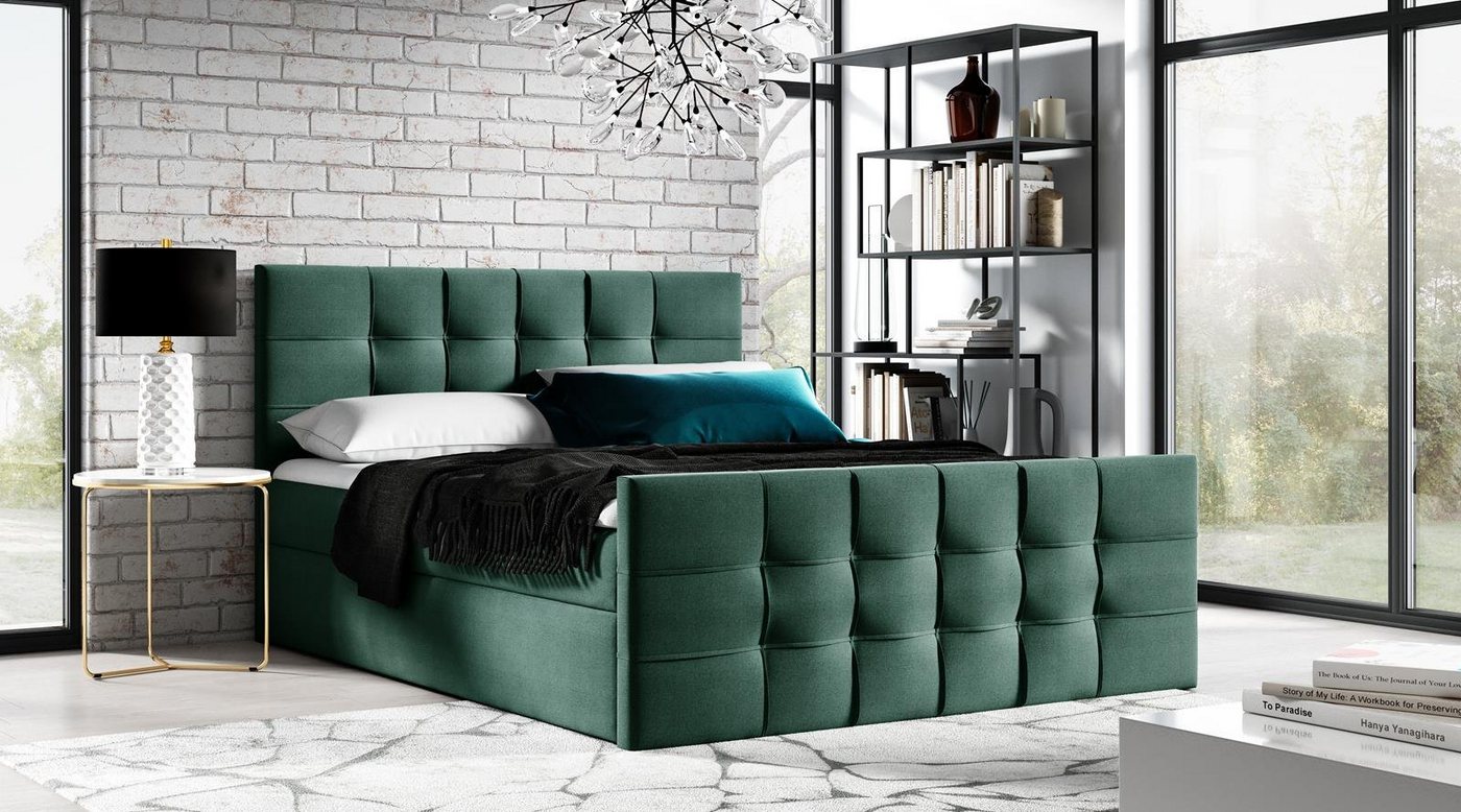 Beautysofa Boxspringbett TOPIQ LUX (inklusive Topper, Federkern), gepolsterte Bett mit Bettkasten für Schlafzimmer von Beautysofa