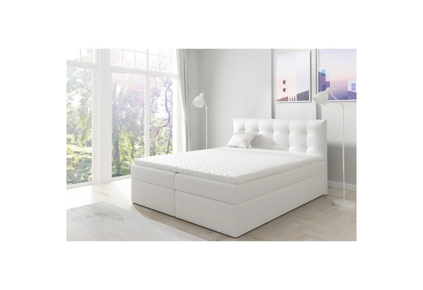 Beautysofa Boxspringbett Kontinentales mit Bettkasten Topiq (Bett für Schlafzimmer), 140, 160, 180 cm, mit 2x Bettkästen, Federkernmatratze von Beautysofa
