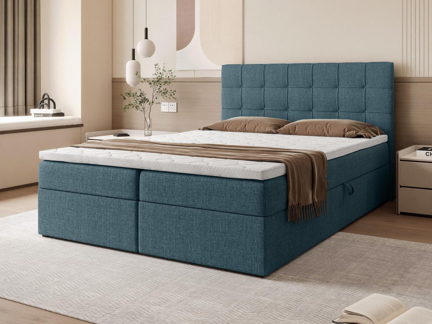 Beautysofa Boxspringbett Topiq II B: 140, 160, 180 cm, mit 2x Bettkästen, (Federkernmatratze) von Beautysofa