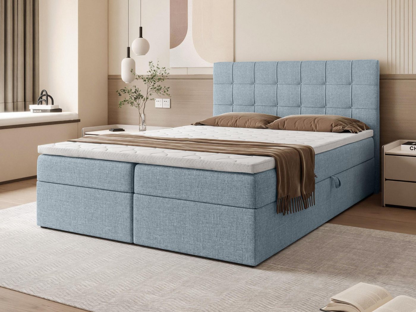 Beautysofa Boxspringbett Topiq II B: 140, 160, 180 cm, mit 2x Bettkästen, (Federkernmatratze) von Beautysofa