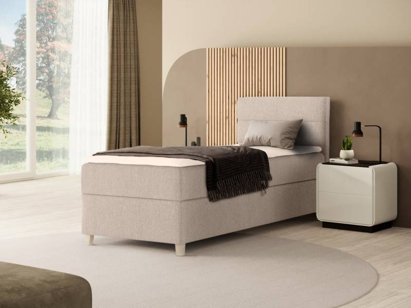 Beautysofa Boxspringbett Velour Bett DONNA MINI mit Matratze, Topper Polsterbett Schlafzimmer von Beautysofa