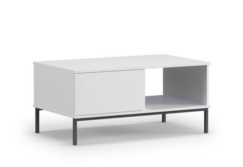 Beautysofa Couchtisch Querty 80 PL-03-JPC, 2Schubladen, Methode "push to open", Metallbeine (Breite 100 cm, weiße, schwarze oder hikora), inklusive 2x Schubladen mit Methode "push to open", mit Metallbeine von Beautysofa