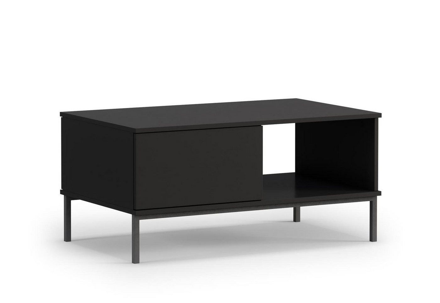 Beautysofa Couchtisch Querty (Breite 100 cm, weiße, schwarze oder hikora), inklusive 2x Schubladen mit Methode push to open", mit Metallbeine" von Beautysofa