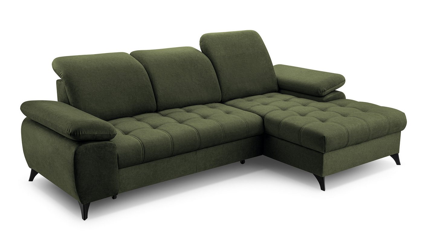 Beautysofa Ecksofa BELLO, mit Schlaffunktion, Verstellbare Kopfstützen, linke oder rechte Seite von Beautysofa