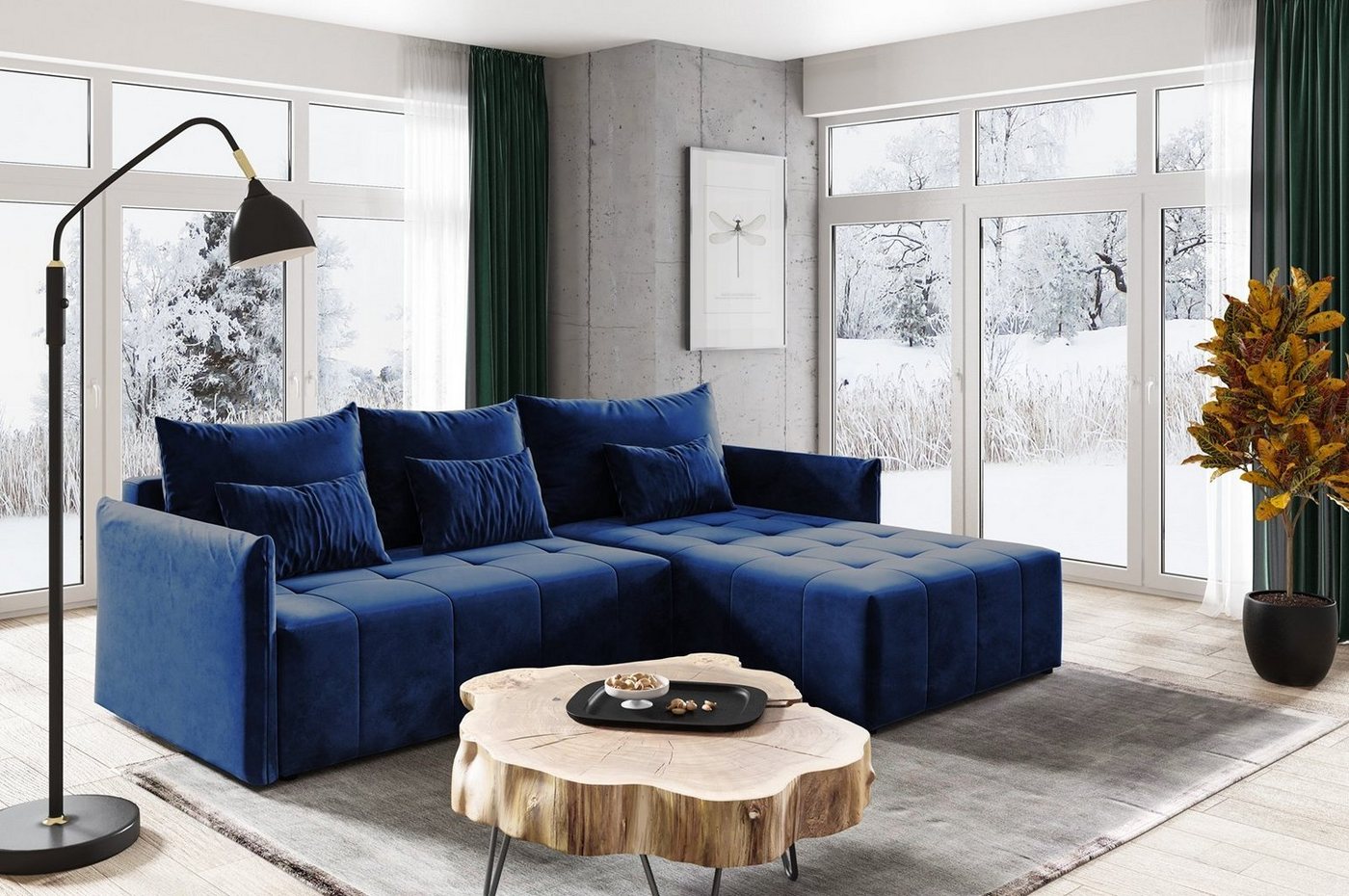 Beautysofa Ecksofa Ben L, Schlaffunktion, Bettkasten, universelle Ottomane, stilvoll Lounge Ecke für Wohnzimmer, L-Form Polstersofa aus Velours von Beautysofa