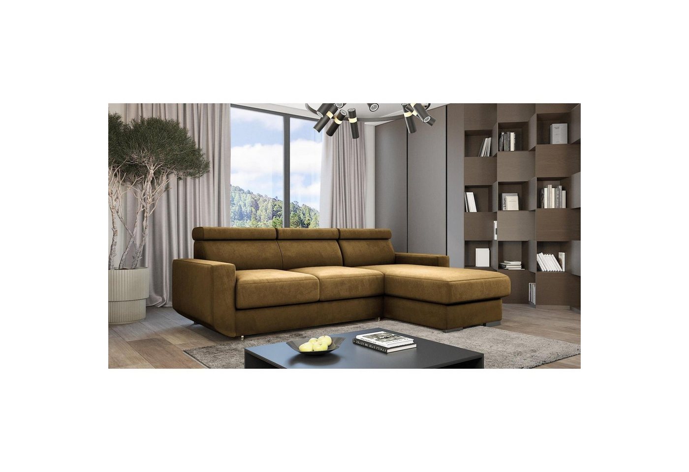 Beautysofa Ecksofa Bonny, universelle L-Form Sofa mit Wellenunterfederung, mit Relaxfunktion, Velours-Bezug, verstellbare Kopfstützen von Beautysofa