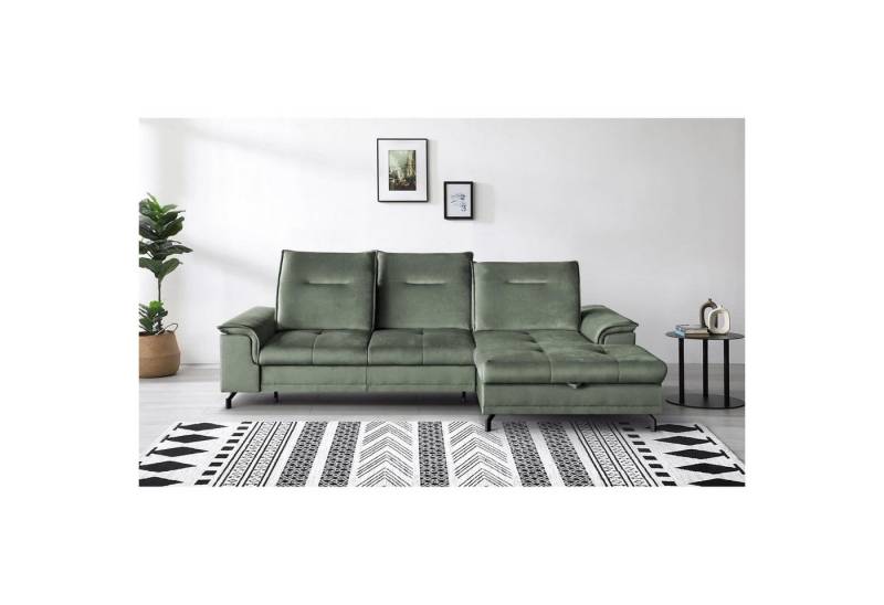 Beautysofa Ecksofa Bruno mini, moderne Ecke mit verstellbaren Kopfstützen, Sitztiefenverstellung, aus velours, kleine Corner Schlafsofa mit Bettkasten von Beautysofa