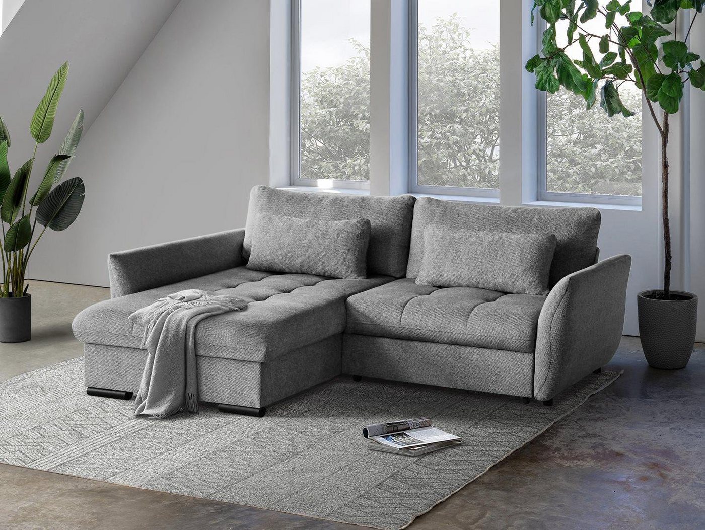 Beautysofa Ecksofa Caro, 240 cm Corner Sofa, stilvoll Wohnzimmerecke, mit Relaxfunktion, mit Bettkasten, inklusive Federkern von Beautysofa