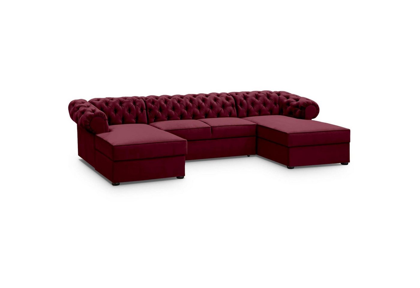 Beautysofa Ecksofa Chester, U-Form Ecksofa Schlaffunktion und Bettkasten, Chesterfield Stil von Beautysofa