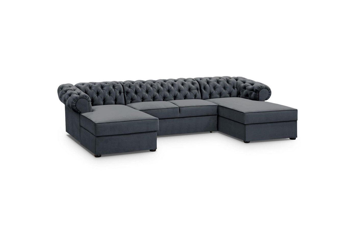 Beautysofa Ecksofa Chester, U-Form Ecksofa Schlaffunktion und Bettkasten, Chesterfield Stil von Beautysofa