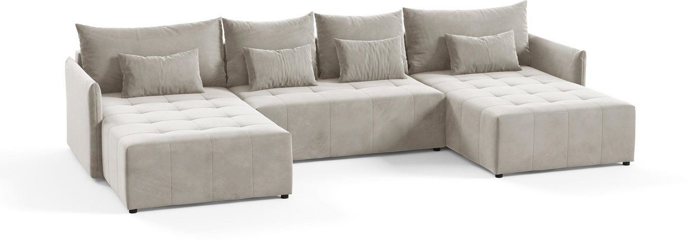 Beautysofa Ecksofa Ecksofa Schlaffsofa Ben U mit Schlaffunktion und Bettkasten Velour von Beautysofa