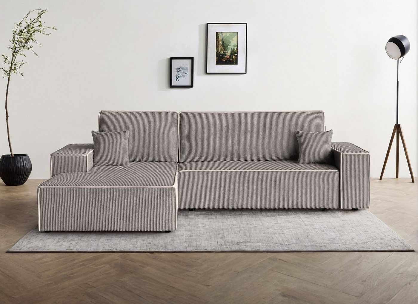 Beautysofa Ecksofa Erni, inkl. Schlaffunktion, Bettkasten, L-Form Polsterecke im modernes Stil, 275 cm Sofa, stilvoll Corner Schlafsofa von Beautysofa