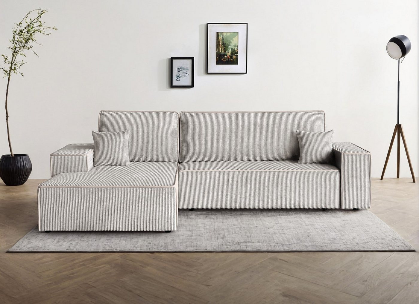 Beautysofa Ecksofa Erni, inkl. Schlaffunktion, Bettkasten, L-Form Polsterecke im modernes Stil, 275 cm Sofa, stilvoll Corner Schlafsofa von Beautysofa