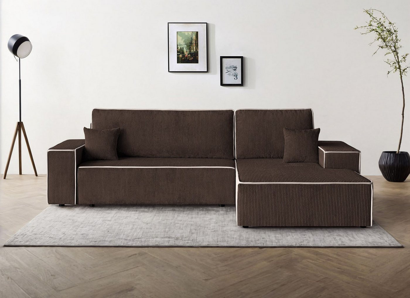 Beautysofa Ecksofa Erni, inkl. Schlaffunktion, Bettkasten, L-Form Polsterecke im modernes Stil, 275 cm Sofa, stilvoll Corner Schlafsofa von Beautysofa