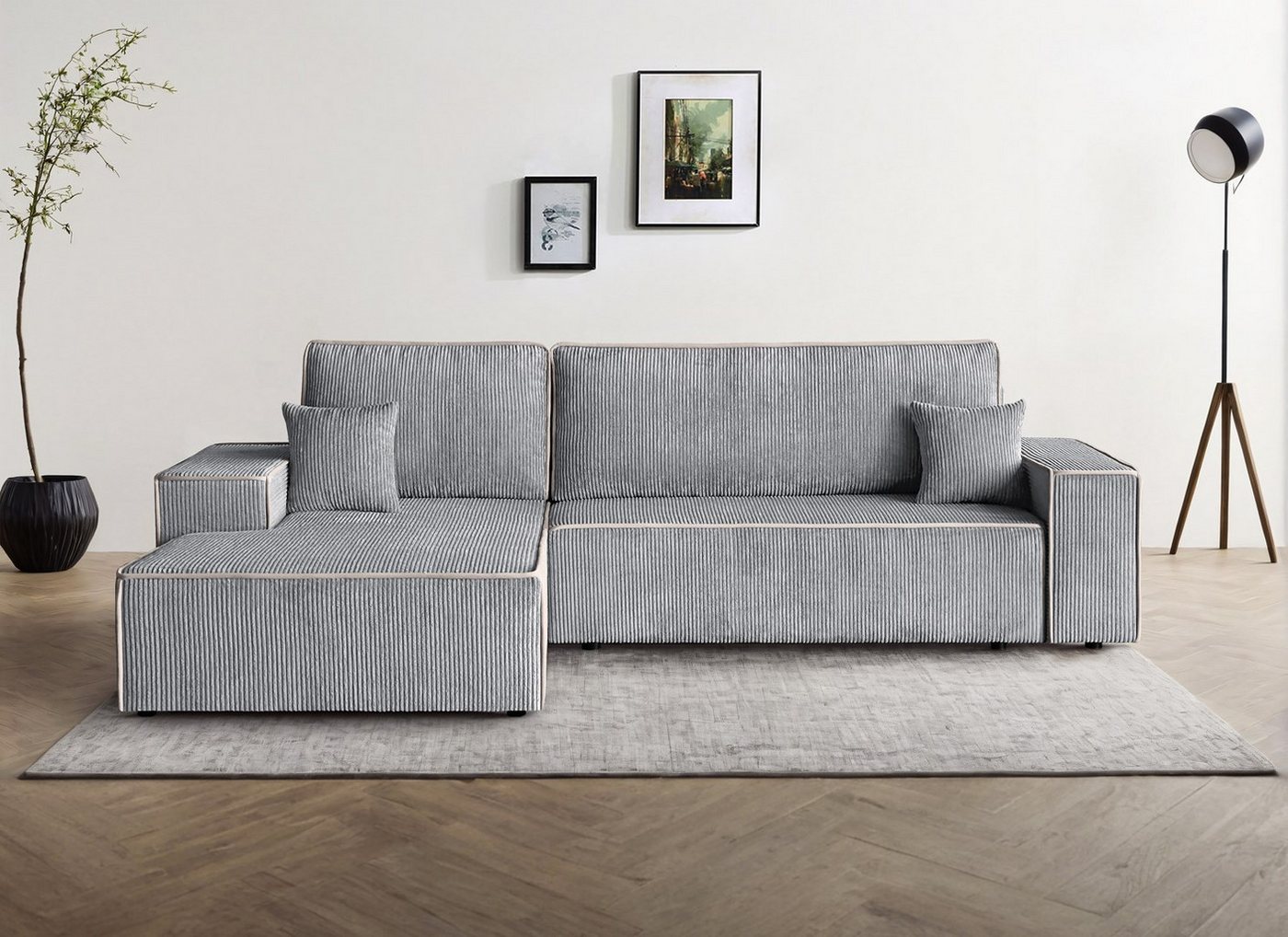 Beautysofa Ecksofa Erni, inkl. Schlaffunktion, Bettkasten, L-Form Polsterecke im modernes Stil, 275 cm Sofa, stilvoll Corner Schlafsofa von Beautysofa