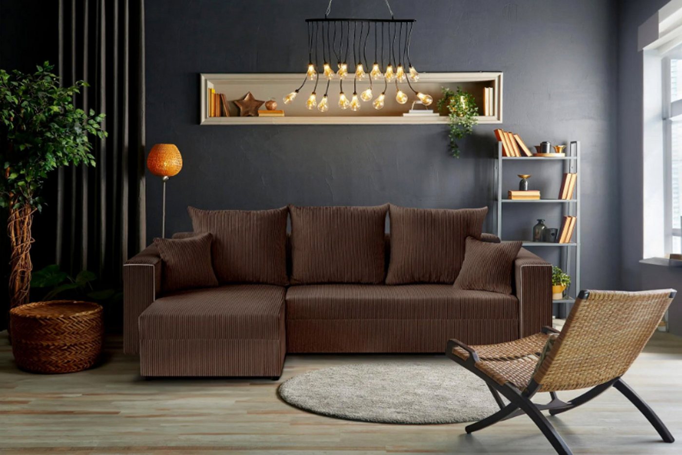 Beautysofa Ecksofa Hamlet, inkl. Schlaffunktion, Bettkasten, universelle Lounge-Ecke, stilvoll L-förmiges Schlafsofa, L-Form Corner Sofa aus Cordstoff von Beautysofa