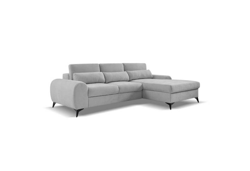 Beautysofa Ecksofa MILAN L, mit Schlaffunktion und Bettkasten, Verstellbare Kopfstützen von Beautysofa