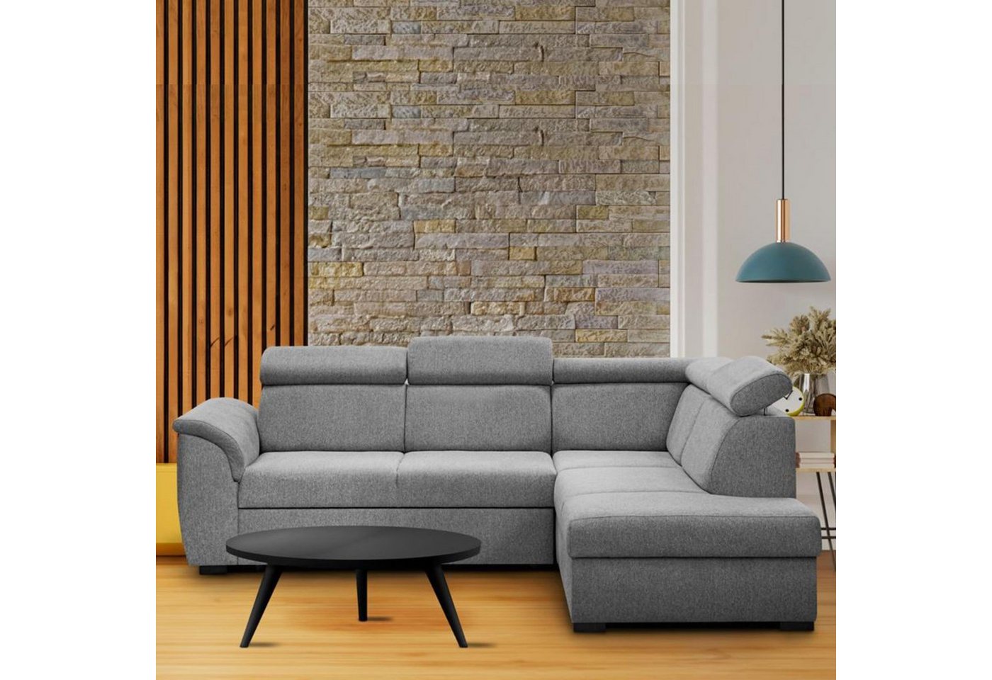 Beautysofa Ecksofa Madera, mit Schlaffunktion, Bettkasten, verstellbare Kopfstützen, L-förmige Corner Schlafsofa, ausziehbare Corner Sofa, L-Form Polsterecke im modernes Stil von Beautysofa