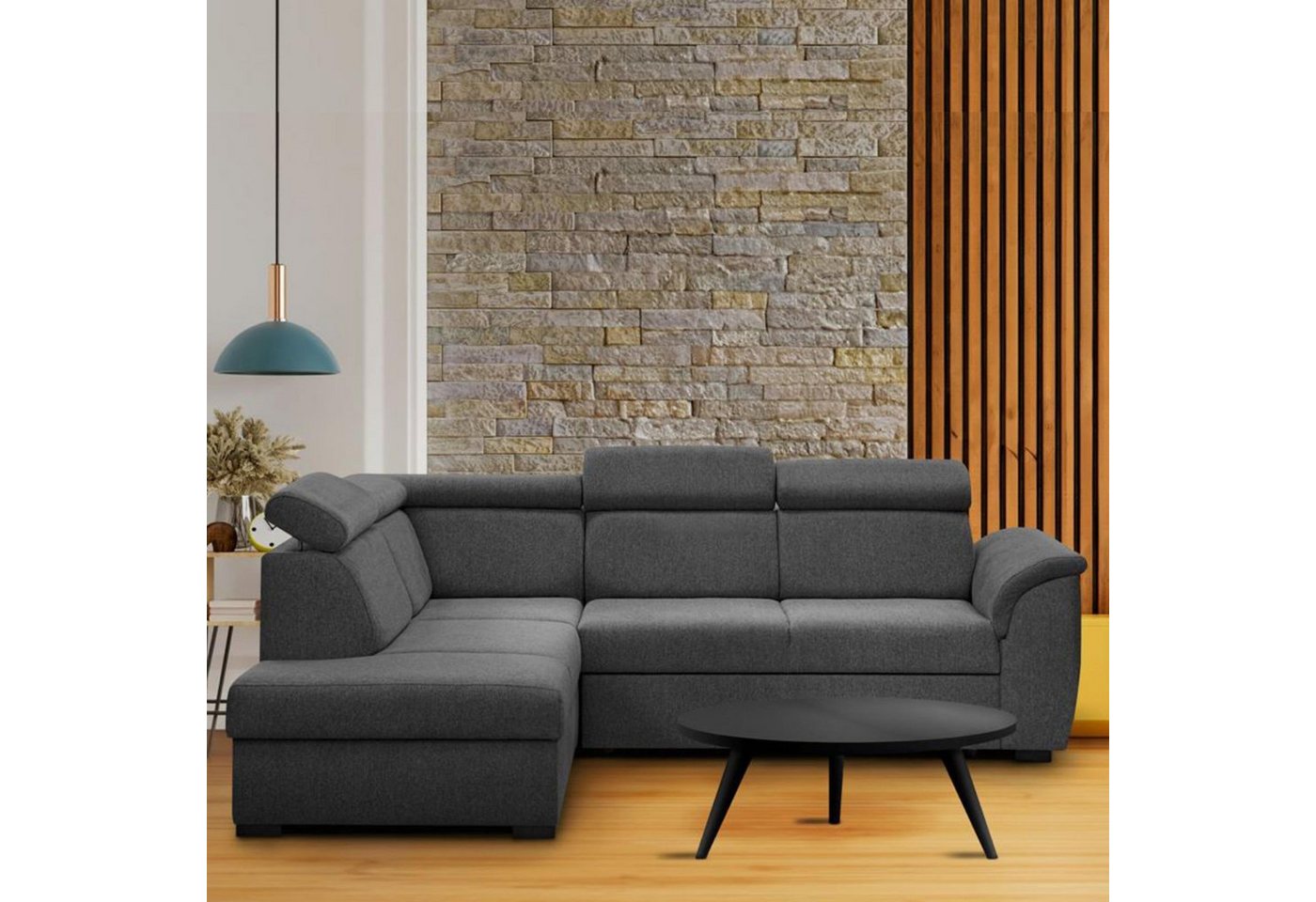 Beautysofa Ecksofa Madera, mit Schlaffunktion, Bettkasten, verstellbare Kopfstützen, L-förmige Corner Schlafsofa, ausziehbare Corner Sofa, L-Form Polsterecke im modernes Stil von Beautysofa