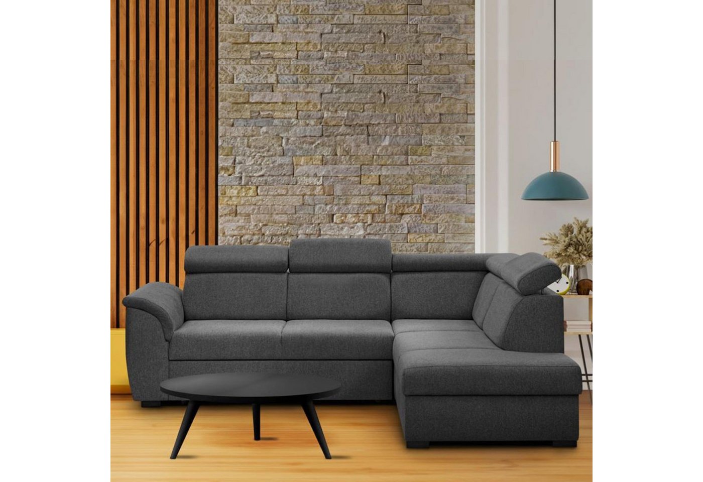 Beautysofa Ecksofa Madera, mit Schlaffunktion, Bettkasten, verstellbare Kopfstützen, L-förmige Corner Schlafsofa, ausziehbare Corner Sofa, L-Form Polsterecke im modernes Stil von Beautysofa