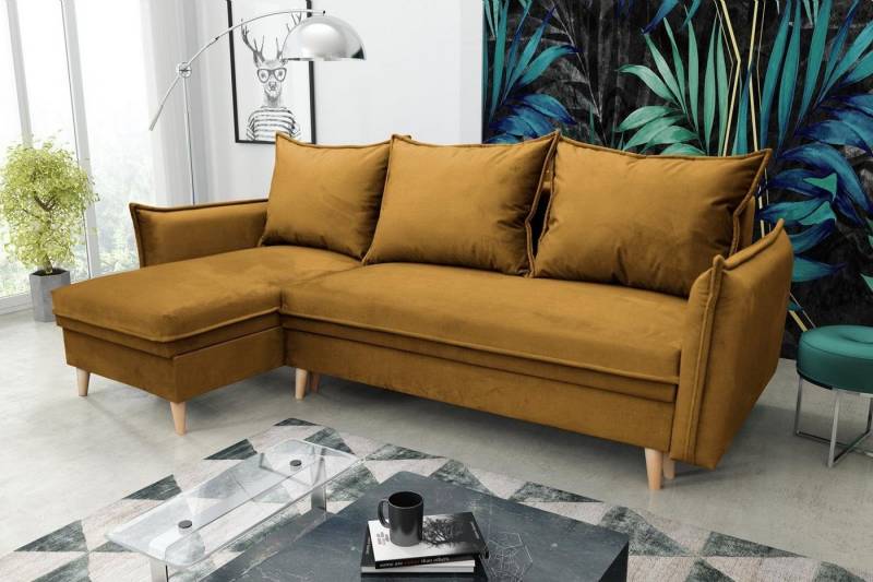 Beautysofa Ecksofa Pillow, Eckcouch mit Schlaffunktion und Bettkasten von Beautysofa