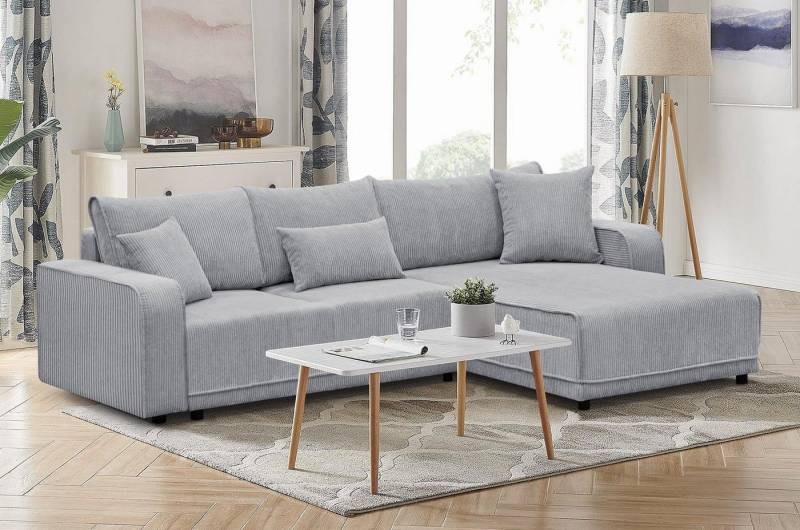 Beautysofa Ecksofa Primo, mit Schlaffunktion, universelle Ottomane, Cordstoff,290 cm Ecke, in L-Form, mit Bettkasten von Beautysofa