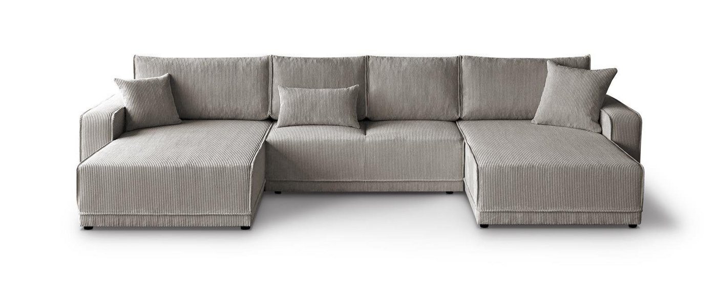 Beautysofa Ecksofa Primo U, U-Form Polsterecke für Wohnzimmer, Eckcouch aus Cordstoff, mit Schlaffunktion und Bettkasten von Beautysofa