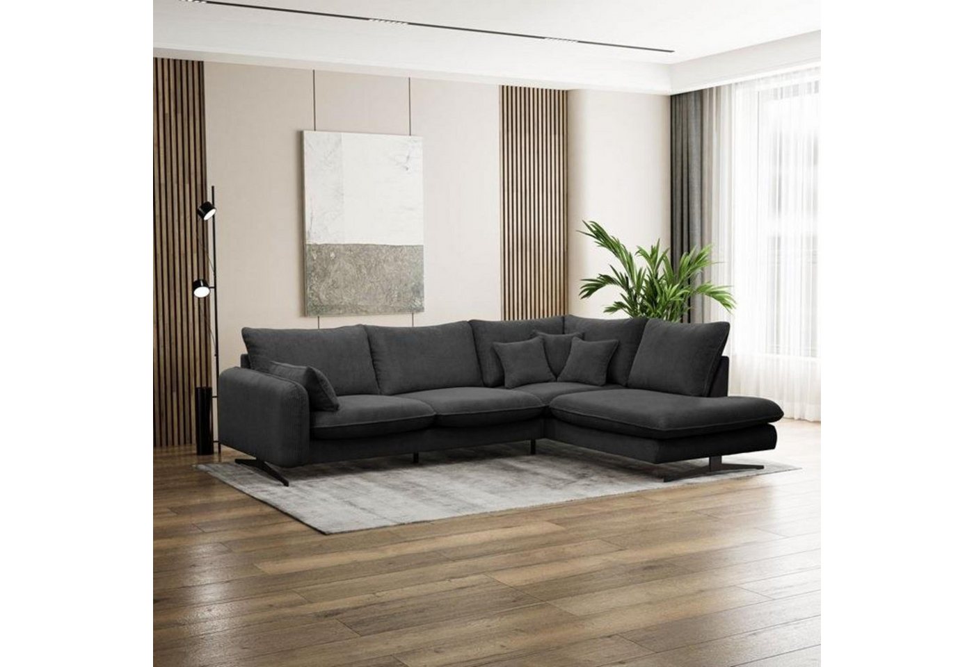 Beautysofa Ecksofa Prince L, L-Form Polstersofa aus Cord-Bezug, l-shape Polsterecke für Wohnzimmer, l-förmiges Ecke mit Wellenfedern von Beautysofa