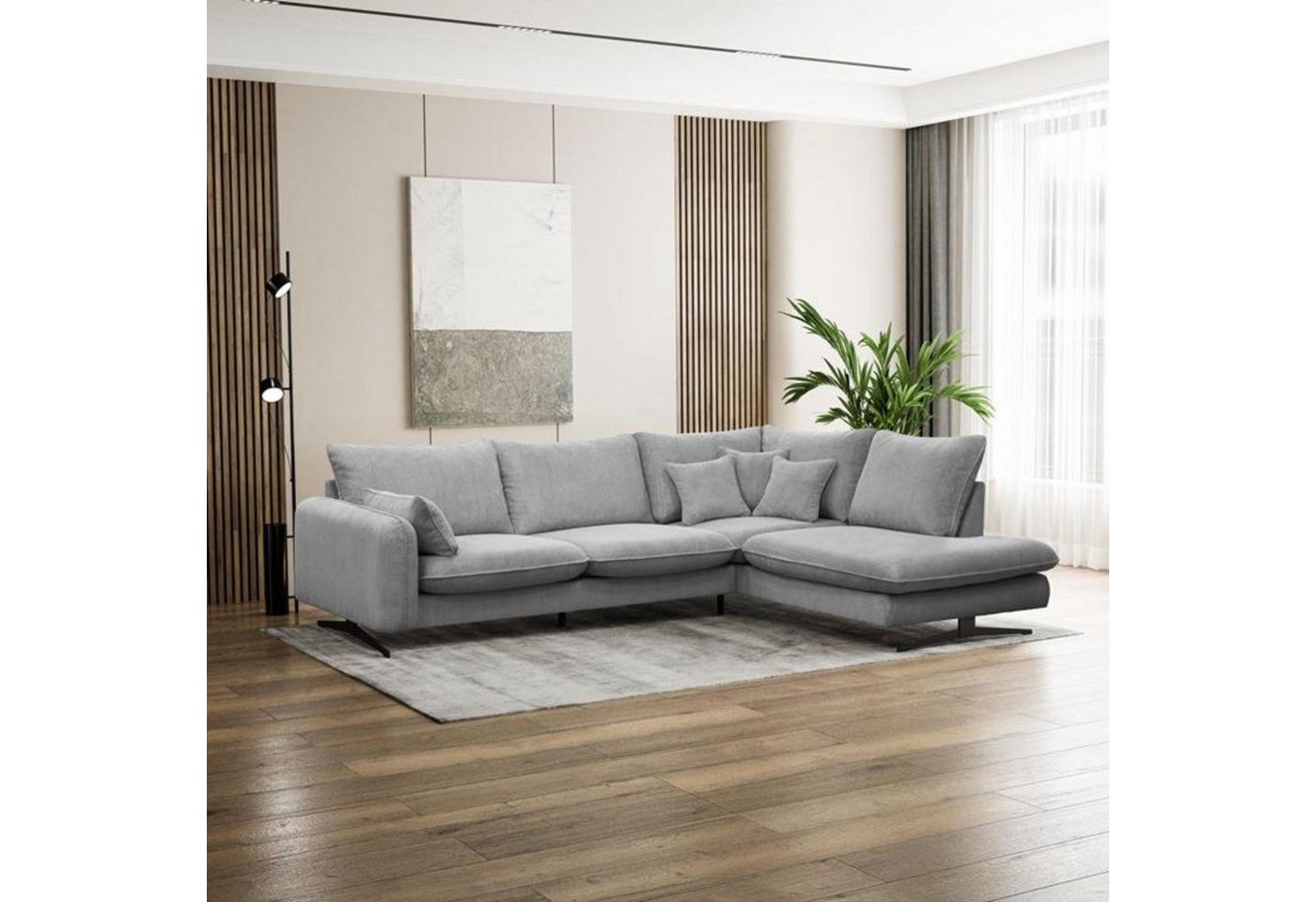 Beautysofa Ecksofa Prince L, L-Form Polstersofa aus Cord-Bezug, l-shape Polsterecke für Wohnzimmer, l-förmiges Ecke mit Wellenfedern von Beautysofa