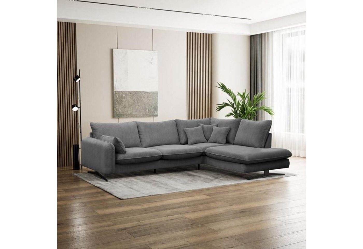 Beautysofa Ecksofa Prince L, L-Form Polstersofa aus Cord-Bezug, l-shape Polsterecke für Wohnzimmer, l-förmiges Ecke mit Wellenfedern von Beautysofa