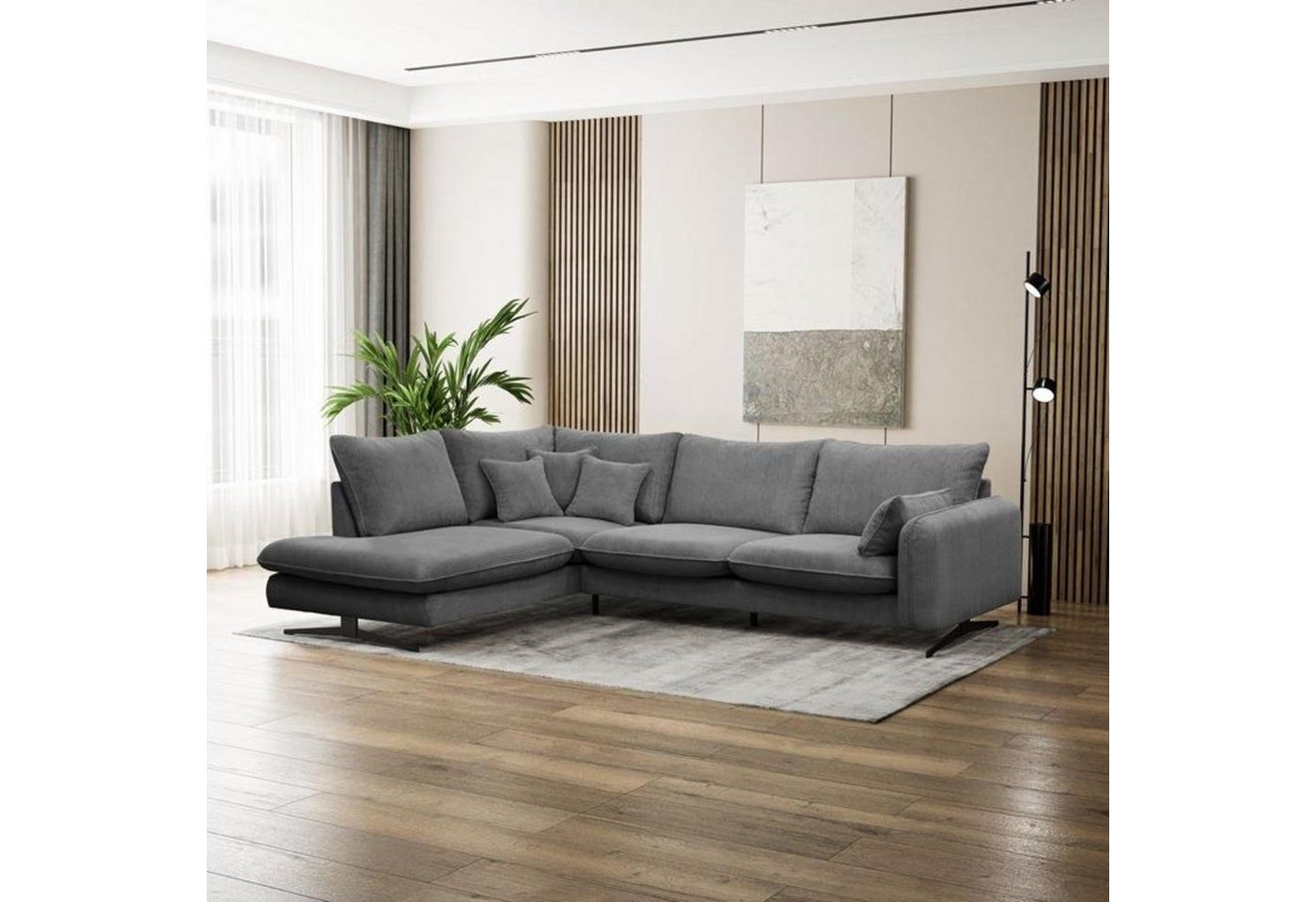 Beautysofa Ecksofa Prince L, L-Form Polstersofa aus Cord-Bezug, l-shape Polsterecke für Wohnzimmer, l-förmiges Ecke mit Wellenfedern von Beautysofa