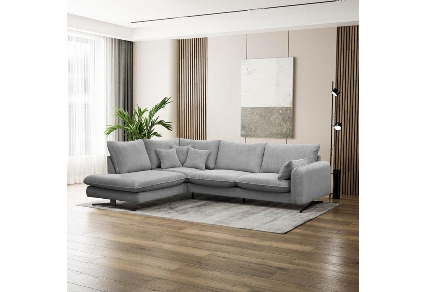 Beautysofa Ecksofa Prince L, L-Form Polstersofa aus Cord-Bezug, l-shape Polsterecke für Wohnzimmer, l-förmiges Ecke mit Wellenfedern von Beautysofa