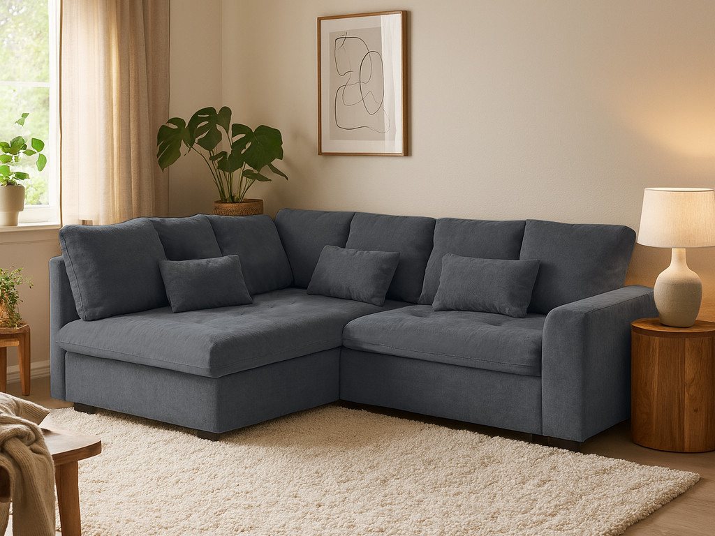 Beautysofa Ecksofa RAMO mit Schlaffunktion 160x200 cm, im Set mit Topper von Beautysofa