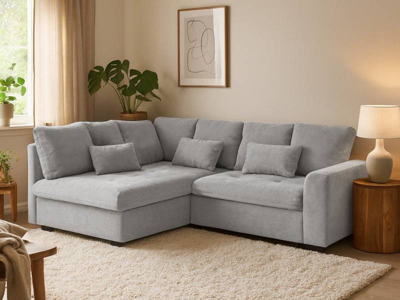 Beautysofa Ecksofa RAMO mit Schlaffunktion 160x200 cm, im Set mit Topper von Beautysofa