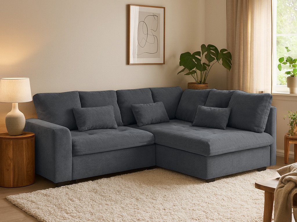 Beautysofa Ecksofa RAMO mit Schlaffunktion 160x200 cm, im Set mit Topper von Beautysofa
