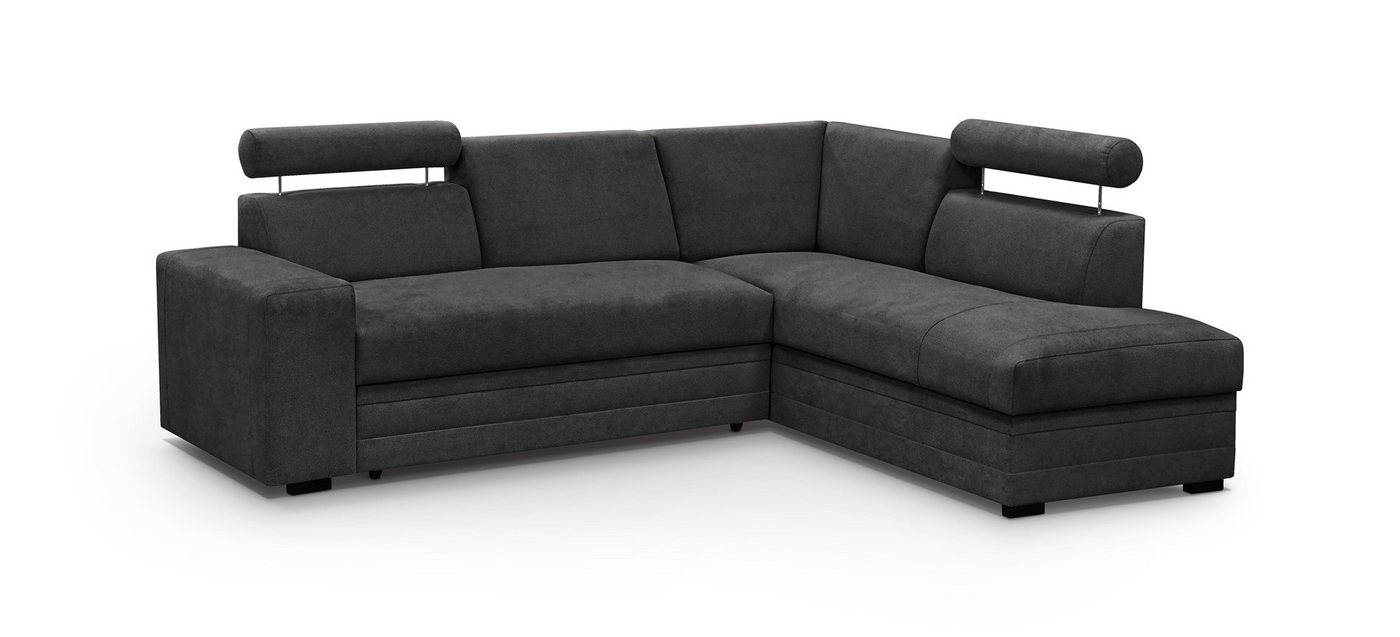 Beautysofa Ecksofa Roma, 250 cm breite L-Form Polsterecke, Schlaffunktion, Bettkasten, verstellbare Kopfstützen von Beautysofa