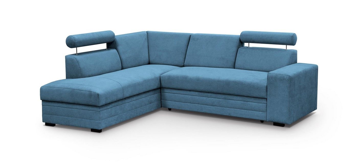 Beautysofa Ecksofa Roma, 250 cm breite L-Form Polsterecke, Schlaffunktion, Bettkasten, verstellbare Kopfstützen von Beautysofa