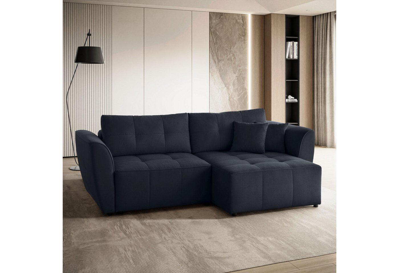 Beautysofa Ecksofa Sehr komfortable, stilvolle, elegante Zimmerecke BAHAMA, B:250/H:70/T:145cm von Beautysofa