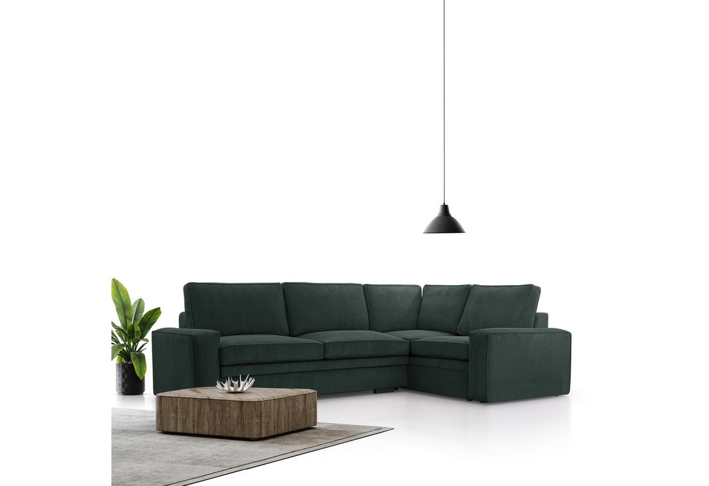 Beautysofa Ecksofa Tobias, mit Bettfunktion, Bettkasten, Velourstoff mit Cord-Struktur, L-Form Corner Sofa, Polstersofa für Wohnzimmer, Ottomane rechts oder links montierbar von Beautysofa