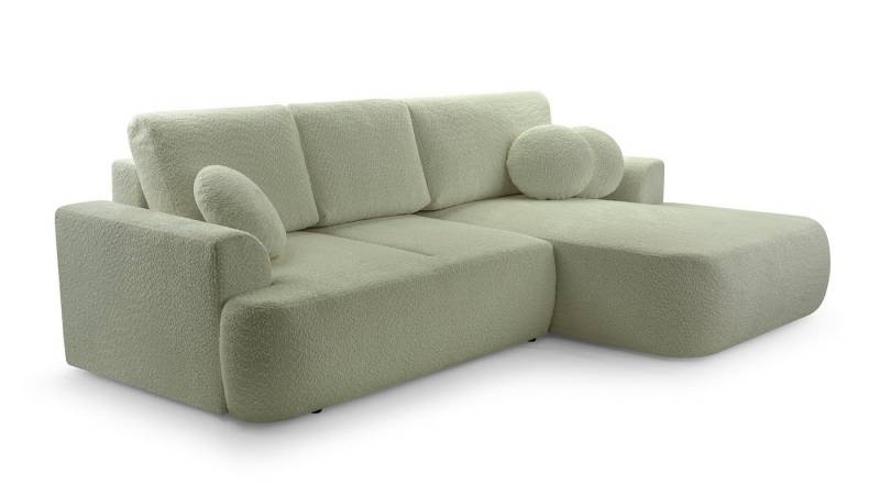 Beautysofa Ecksofa VENTO L mit Schlaffunktion, mit Bettkasten, mit Schlaffunktion, höhe Qualitat Bouclestoff Coral von Beautysofa