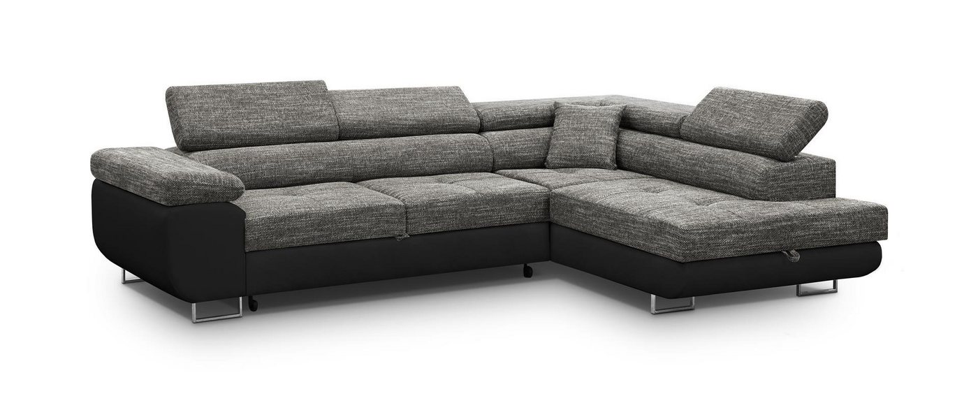 Beautysofa Ecksofa Vild, Eckcouch im modernes Stil, Stilvoll Eckcouch, Einstellbare Kopfstützen, inklusive Shlaffunktion und Bettkasten von Beautysofa